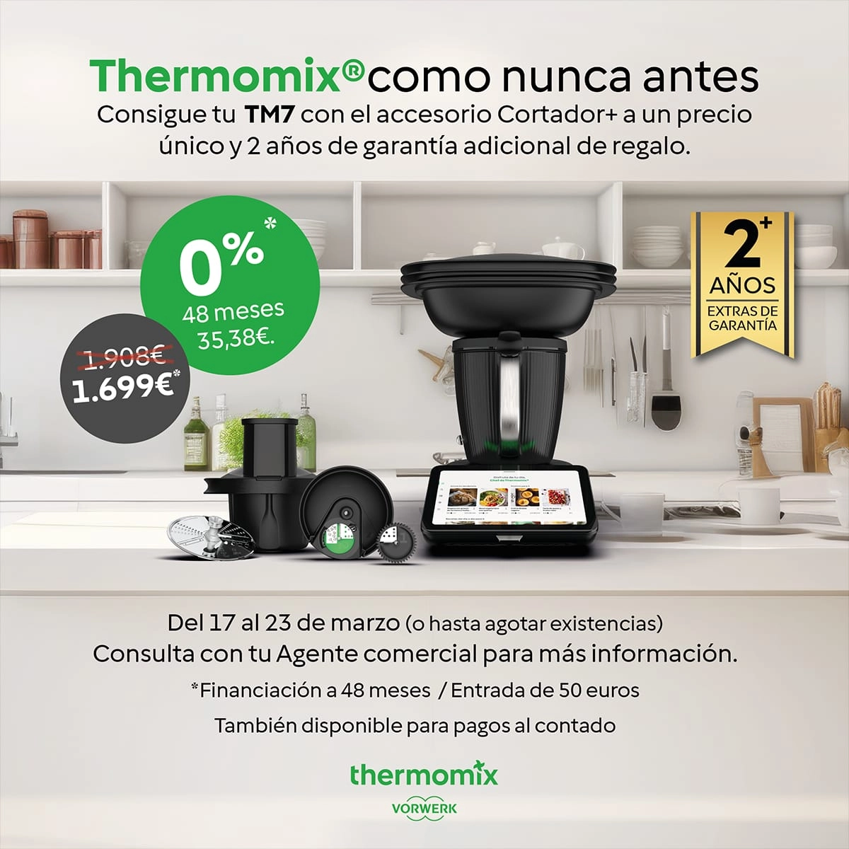 Thermomix TM7 oferta 0% sin intereses + Cortador+: precio, condiciones y si merece la pena en 2026